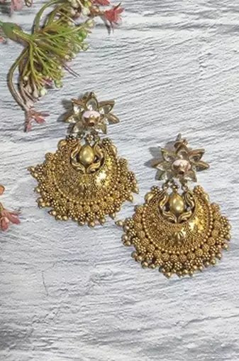 Pink City Temple Art Earring