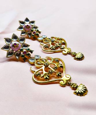 Pink City Temple Flower Earring 2