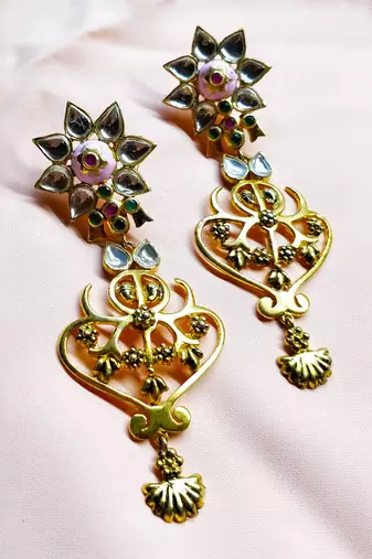 Pink City Temple Flower Earring