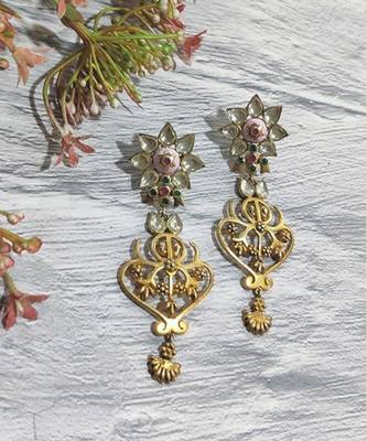 Pink City Temple Flower Earring 1