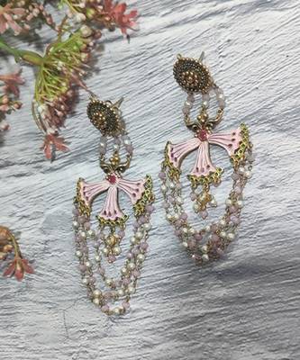 Pink Tassel Earrings 1
