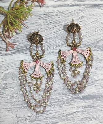 Pink Tassel Earrings 2