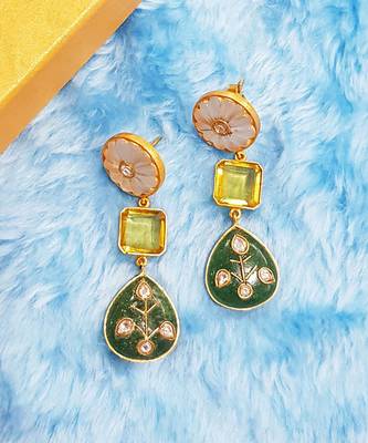 Pear Green Onyx Dangler Earring 1