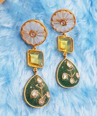 Pear Green Onyx Dangler Earring 2