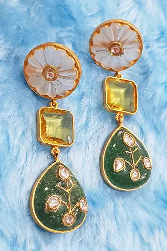 Pear Green Onyx Dangler Earring