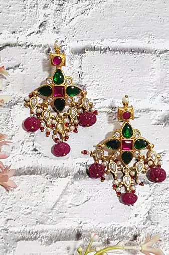 Pachi Leave Kundan Earring