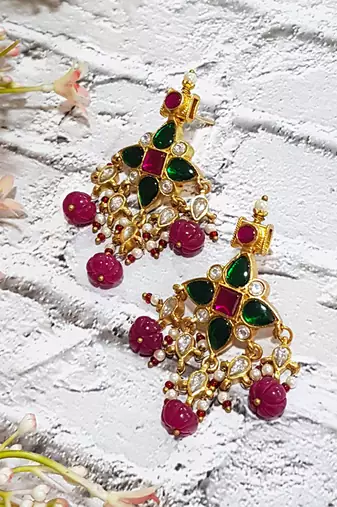 Pachi Leave Kundan Earring