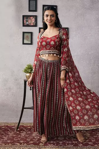 Sarouk Embroidered Co-Ord Set With Jacket