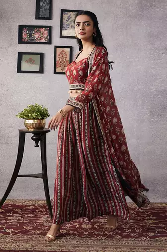 Sarouk Embroidered Co-Ord Set With Jacket