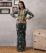 Mehr Embroidered Jacket With Drape Skirt