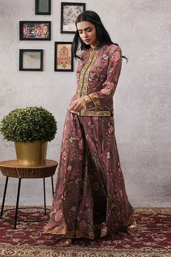 Mehr Embroidered Jacket With Flared Pants