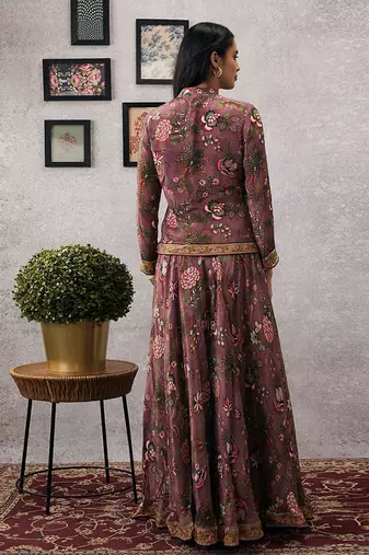 Mehr Embroidered Jacket With Flared Pants