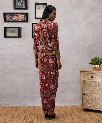 Mehr Printed Drape Dress With Jacket 2