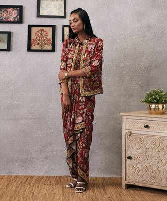 Mehr Printed Drape Dress With Jacket 3