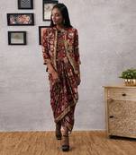 Mehr Printed Drape Dress With Jacket