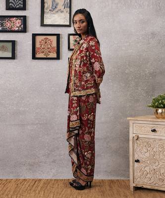 Mehr Printed Drape Dress With Jacket 4