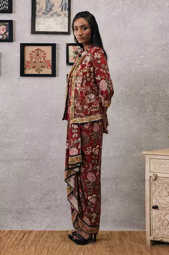 Mehr Printed Drape Dress With Jacket