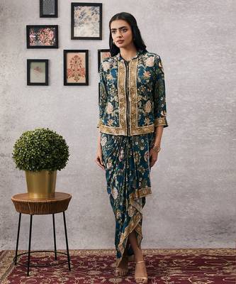 Mehr Printed Drape Dress With Jacket 2