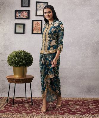 Mehr Printed Drape Dress With Jacket 3