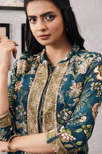 Mehr Printed Drape Dress With Jacket