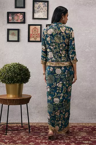 Mehr Printed Drape Dress With Jacket