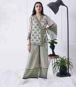 Ela Printed Overlapped Top With Pants