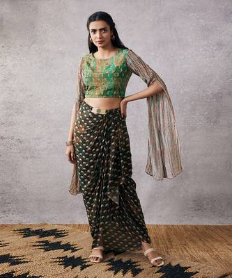 Ikaya Embroidered Top With Drape Skirt 2