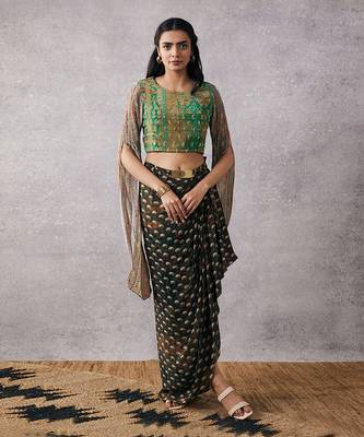 Ikaya Embroidered Top With Drape Skirt 1