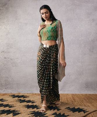 Ikaya Embroidered Top With Drape Skirt 3