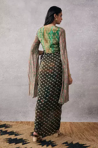 Ikaya Embroidered Top With Drape Skirt