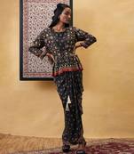 Zahra Printed Skirt Set With Peplum Top