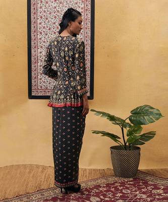 Zahra Printed Skirt Set With Peplum Top 4