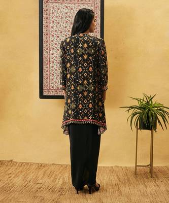 Zahra Solid Drape Dress With Jacket 4