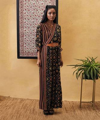 Zahra Printed Overlap Jumpsuit With Belt 1