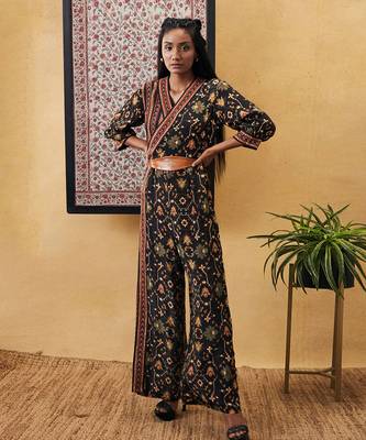 Zahra Printed Overlap Jumpsuit With Belt 2