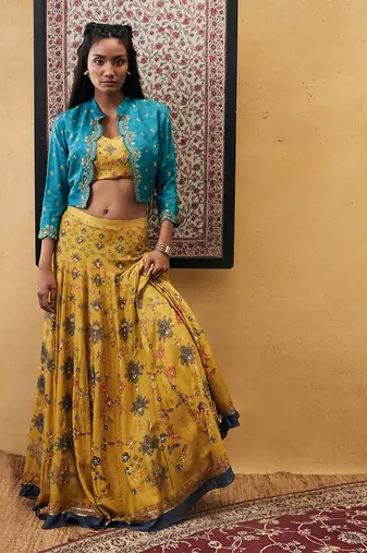 Zahra Embroidered Lehenga Set With Jacket