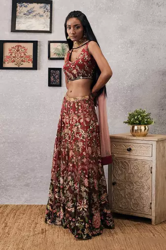 Mehr Embroidered Lehenga Set With Dupatta