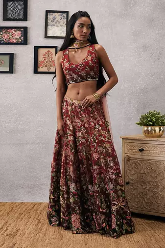 Mehr Embroidered Lehenga Set With Dupatta