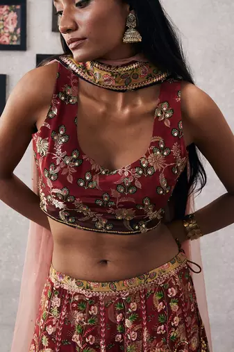 Mehr Embroidered Lehenga Set With Dupatta