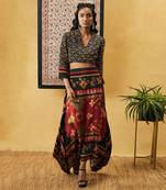 Zahra Printed Crop Shirt With Skirt