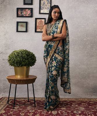 Mehr Embroidered Pre-Draped Saree 1