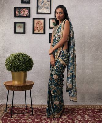 Mehr Embroidered Pre-Draped Saree 2