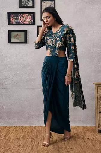 Mehr Cutwork Pre-Draped Saree