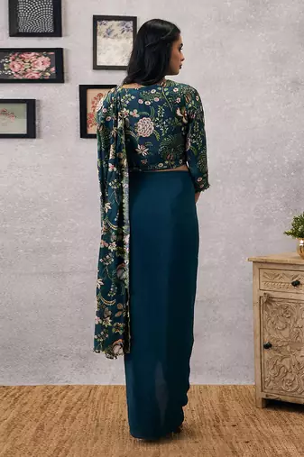 Mehr Cutwork Pre-Draped Saree