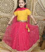 Magenta stone silk blend stitched lehenga