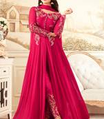 Pink Embroidered Faux Georgette Salwar Up To 42" Size