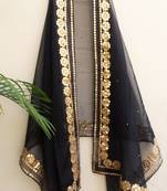 Women's Organza black dupatta with gota patti work