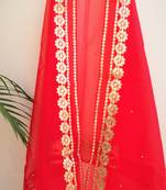 Women's Organza Red dupatta with gota patti work