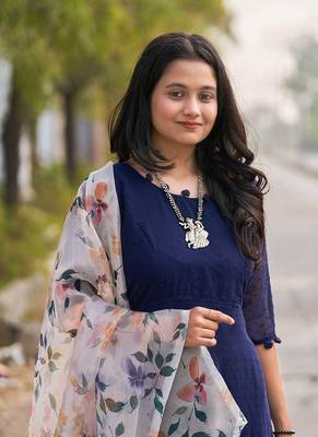 Ethnic And Girlish Nevy Blue Colour Party Wear Gown For Trendy Girl 2