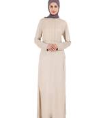Beige plain viscose abaya
